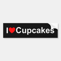 I Love (Heart) Cupcakes Bumper Stickers