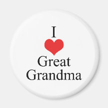 I Love (Heart) Great Grandma Magnets