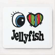 I Love (Heart) Jellyfish Mouse Pad