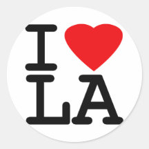 I Love Heart LA Round Stickers