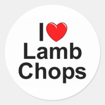 I Love (Heart) Lamb Chops Round Stickers