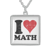 I Love (Heart) Math Sterling Silver Necklace
