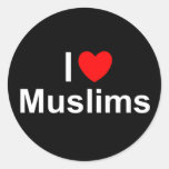 I Love (Heart) Muslims Round Stickers