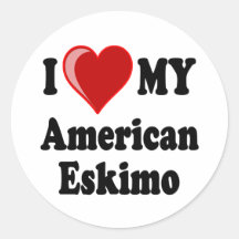 I Love (Heart) My American Eskimo Dog Round Sticker