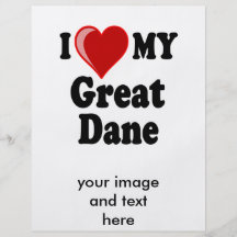 I Love (Heart) My Great Dane Dog Personalised Flyer