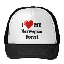 I Love (Heart) My Norwegian Forest Cat Mesh Hats