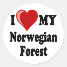 I Love (Heart) My Norwegian Forest Cat Round Sticker