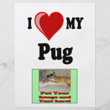 I Love (Heart) My Pug Dog Flyer Design