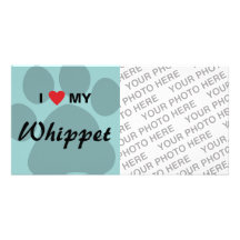 I Love (Heart) My Whippet Pawprint Customised Photo Card
