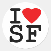 I Love Heart San Francisco Round Stickers