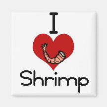 I love-heart Shrimp Refrigerator Magnets