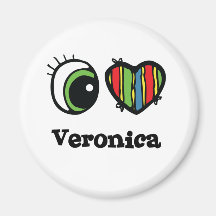 I Love (Heart) Veronica Refrigerator Magnets