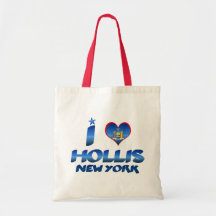 I love Hollis, New York Tote Bags