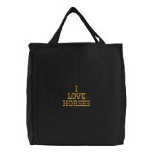 I love Horses embroidered tote bag