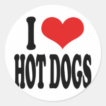 I Love Hot Dogs Round Sticker