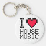 I Love House Music 8Bit Keychains