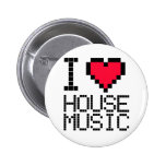 I Love House Music 8Bit Pinback Buttons