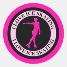I LOVE ICE SKATING ROUND STICKER