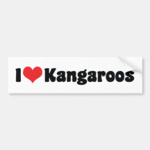 I Love Kangaroos Bumper Sticker