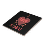 I Love Kempo Textured Pink Hearts Ceramic Tile