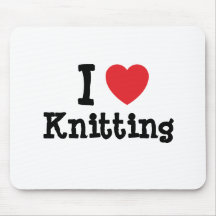 I love Knitting heart custom personalised Mouse Mat