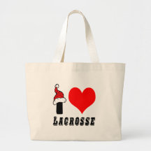 I Love Lacrosse Design Tote Bags