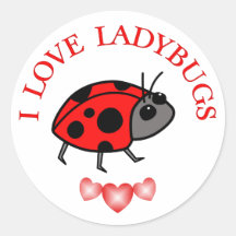 I Love Ladybugs Round Stickers