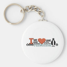 I LOVE LOVE HEART PENGUINS KEYCHAIN