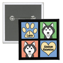 I Love Malamutes Pins