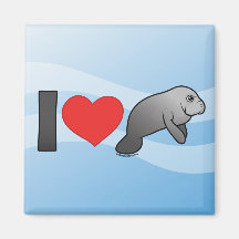 I Love Manatees Refrigerator Magnet