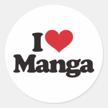 I Love Manga Round Sticker