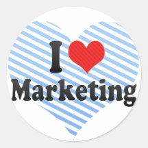 I Love Marketing Round Stickers