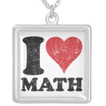 I Love Math Silver Plated Necklace