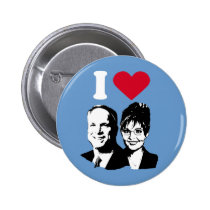 I Love McCain and Palin Button buttons