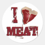 I Love Meat Round Sticker