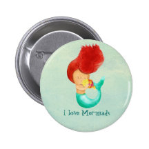 I love Mermaids Buttons