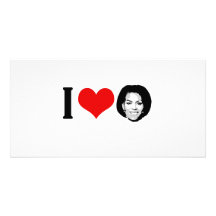 I Love Michelle red plain Customized Photo Card