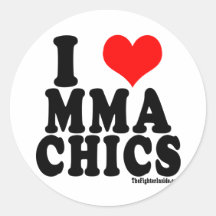 I Love MMA Chics Round Stickers