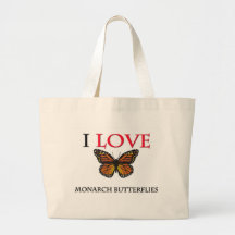 I Love Monarch Butterflies Tote Bags