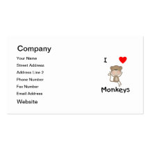 I Love Monkeys (2) Business Card Templates
