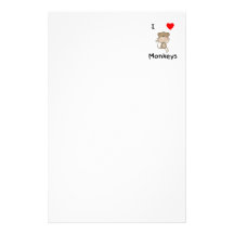 I Love Monkeys (2) Stationery Paper