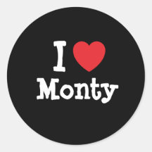 I love Monty heart custom personalised Stickers
