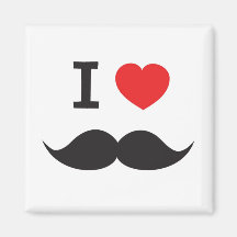 I Love Moustache Magnets