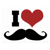 I Love Moustache Postcard
