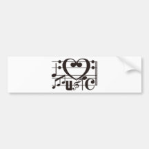 I LOVE MUSIC BUMPER STICKERS