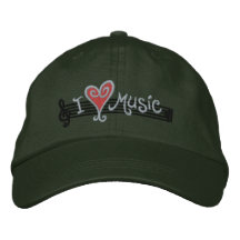 I Love Music Embroidered Baseball Caps
