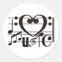 I LOVE MUSIC ROUND STICKERS
