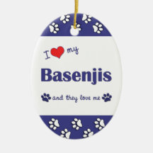 I Love My Basenjis (Multiple Dogs) Christmas Ornaments