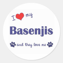 I Love My Basenjis (Multiple Dogs) Stickers