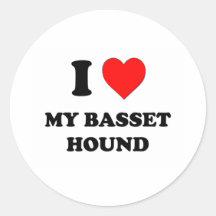 I Love My Basset Hound Stickers